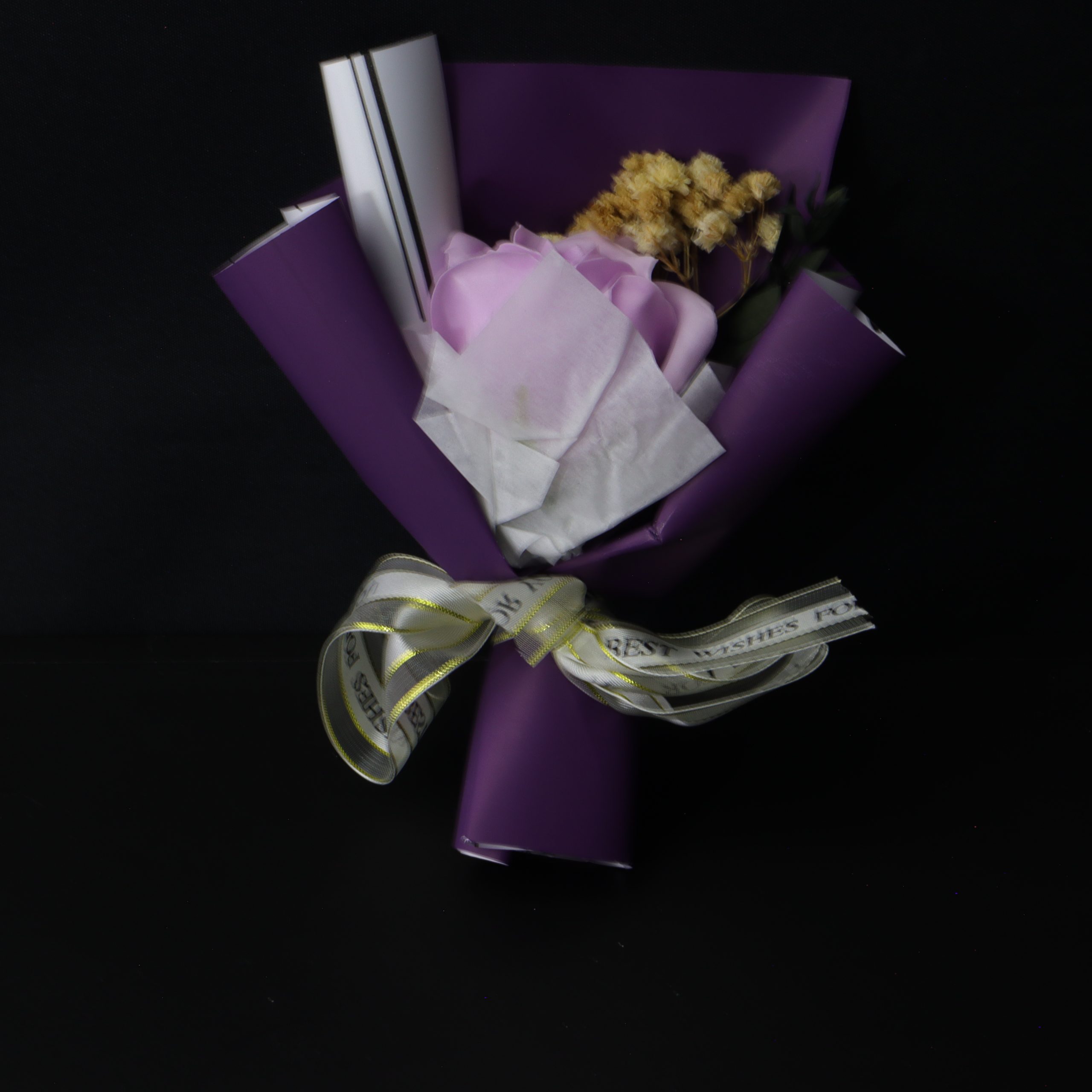 Purple Soap Rose Bouquet – Elegant Romantic Gift in Gift Bag